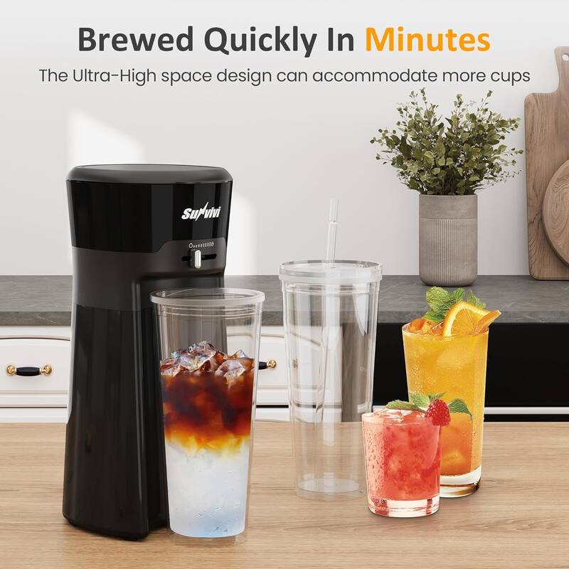 20 Oz Iced Coffee Maker with Reusable Filter, Insulated Pitcher