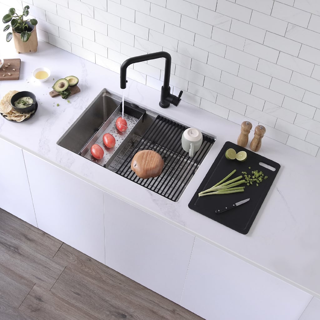 STYLISH Stainless Steel Workstation Completo Series Kitchen Sink with Accessories Included - Brushed Stainless Steel