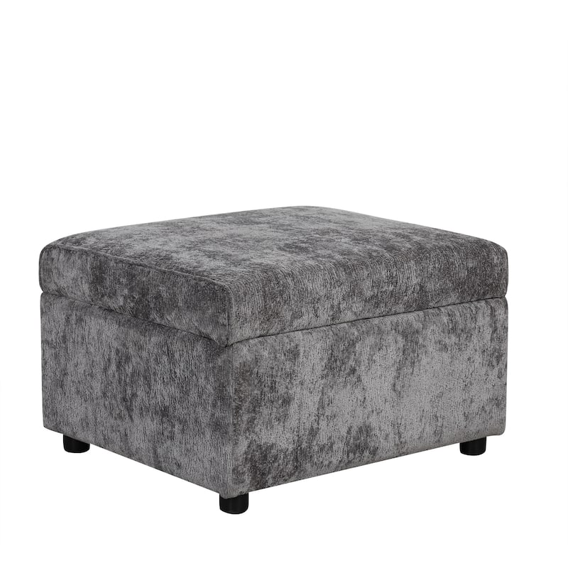 112.2" Chenille Sectional Sleeper Sofa 6-Seat Pull-Out Bed with Storage Ottoman and Charging Ports