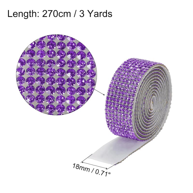 3Roll 3 Yards 8mm Diamond Ribbon White - Purple - 18mm