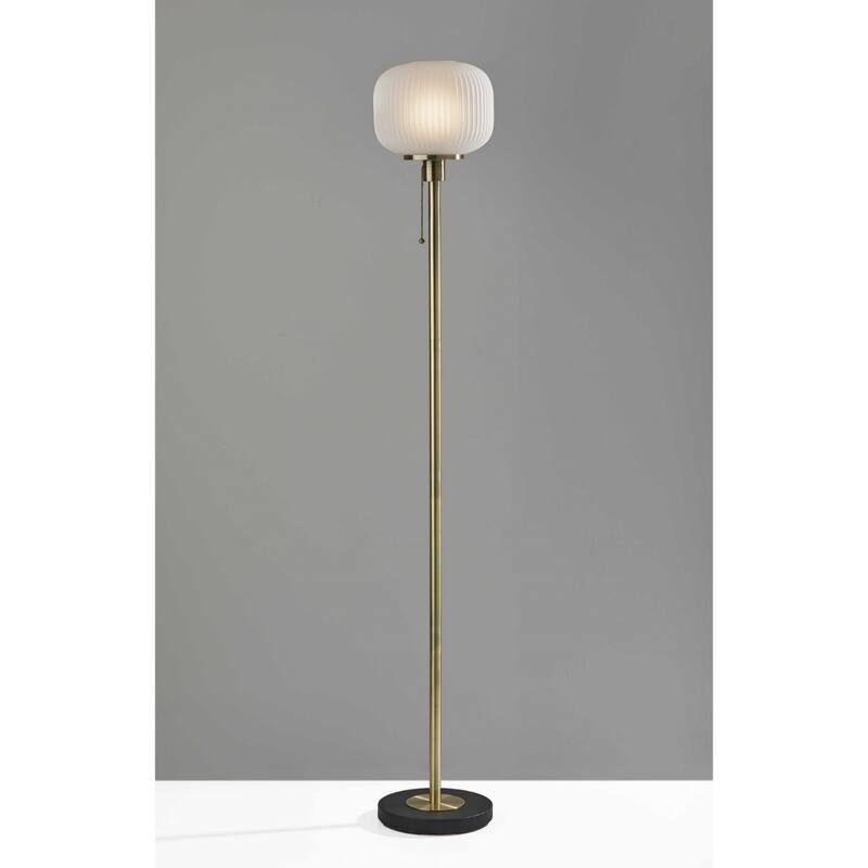 65 Inch Torchiere Floor Lamp with White Globe Shade for Living Room - 10" x 10" x 65" - Brass