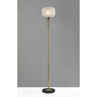 65 Inch Torchiere Floor Lamp with White Globe Shade for Living Room - 10" x 10" x 65"