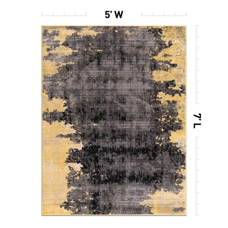 World Rug Gallery Distressed Abstract Gray Area Rug