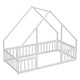 preview thumbnail 51 of 52, Wood House-Shaped Twin Floor House Bed with Fence,Guardrails,Kids and Baby