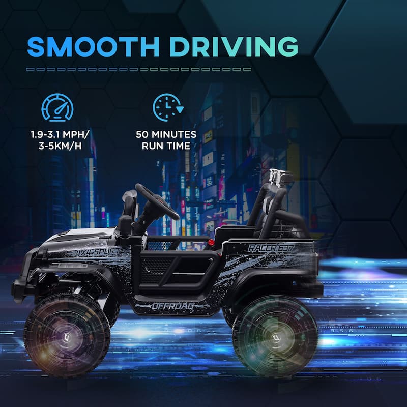 12V Kids Electric Car with Parent Remote, Black Ride-On Car Battery Powered Electric Car with 3 Speeds & Music