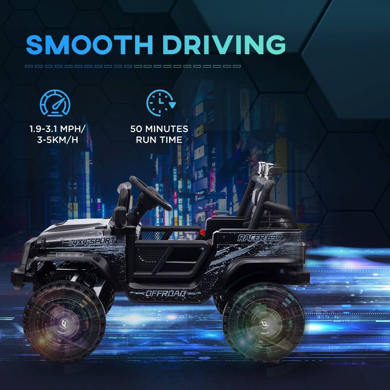 Battery-Powered Electric 12V Ride On Truck for Kids with Dual Motors, 3 MPH Speed, Parent Remote Control, and LED Lights