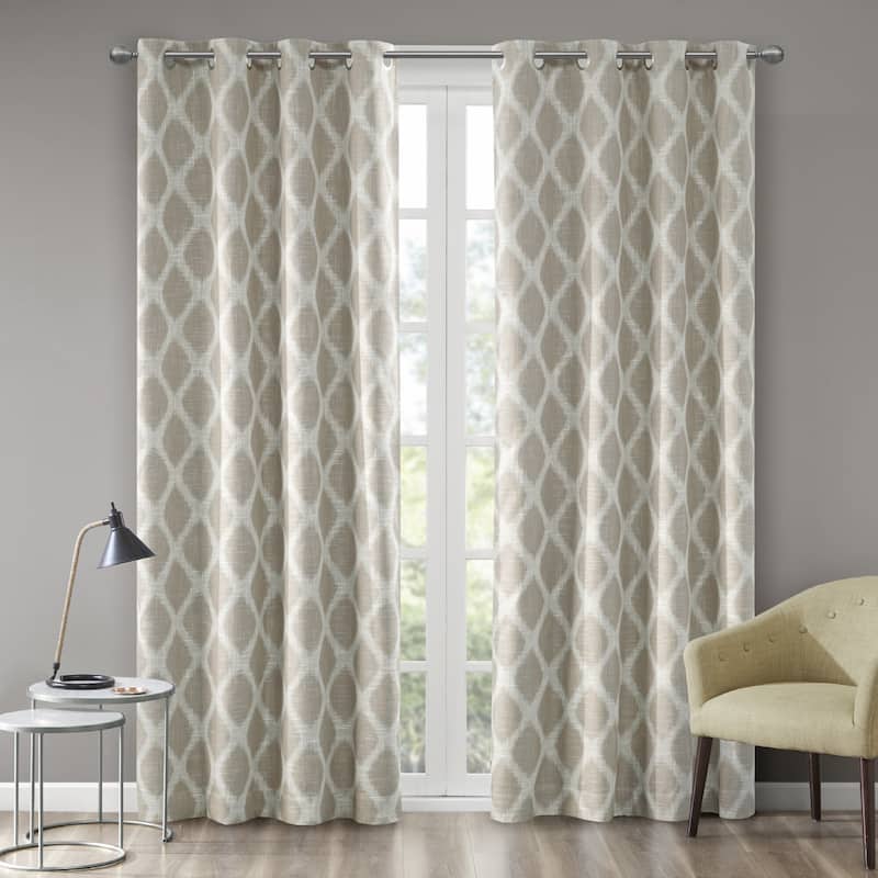 SunSmart Kagen Printed Ikat Blackout Curtain Panel - 50"W X 84"L - Taupe