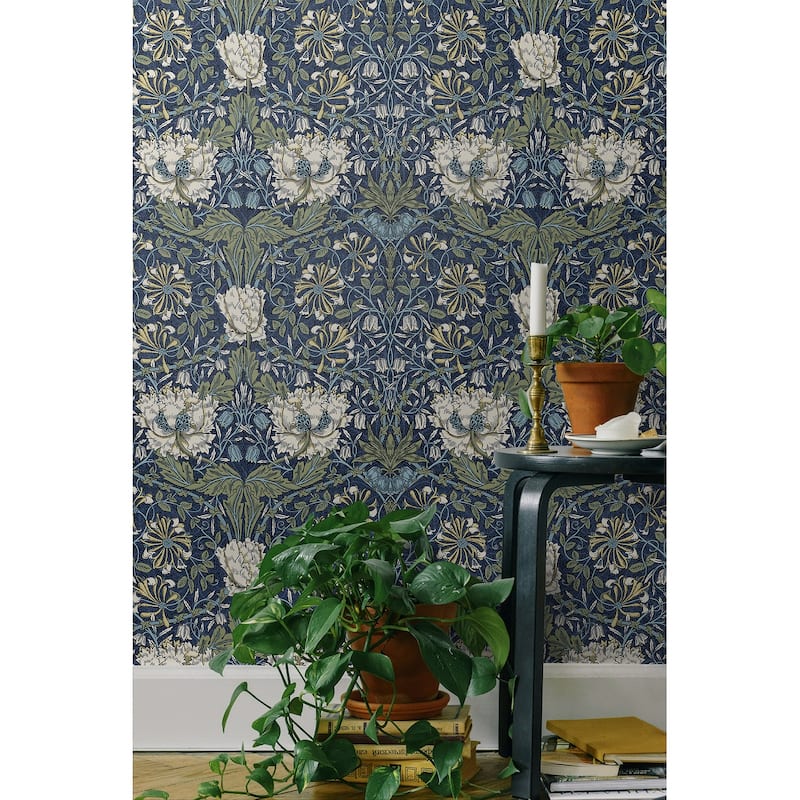 Seabrook Designs Ogee Flora Nonwoven Unpasted Wallpaper