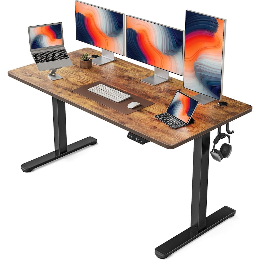FEZIBO Electric Standing Desk, 63 x 24 Inches Height Adjustable Stand up Desk, Sit Stand Home Office Desk, Computer Desk