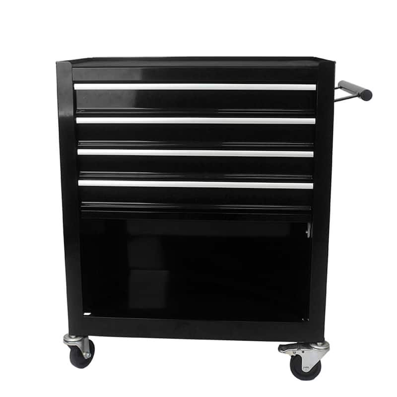 Rolling Garage Workshop Tool Organizer 4 Drawer Chest Storage Cabinet With Wheels Locking System - Black