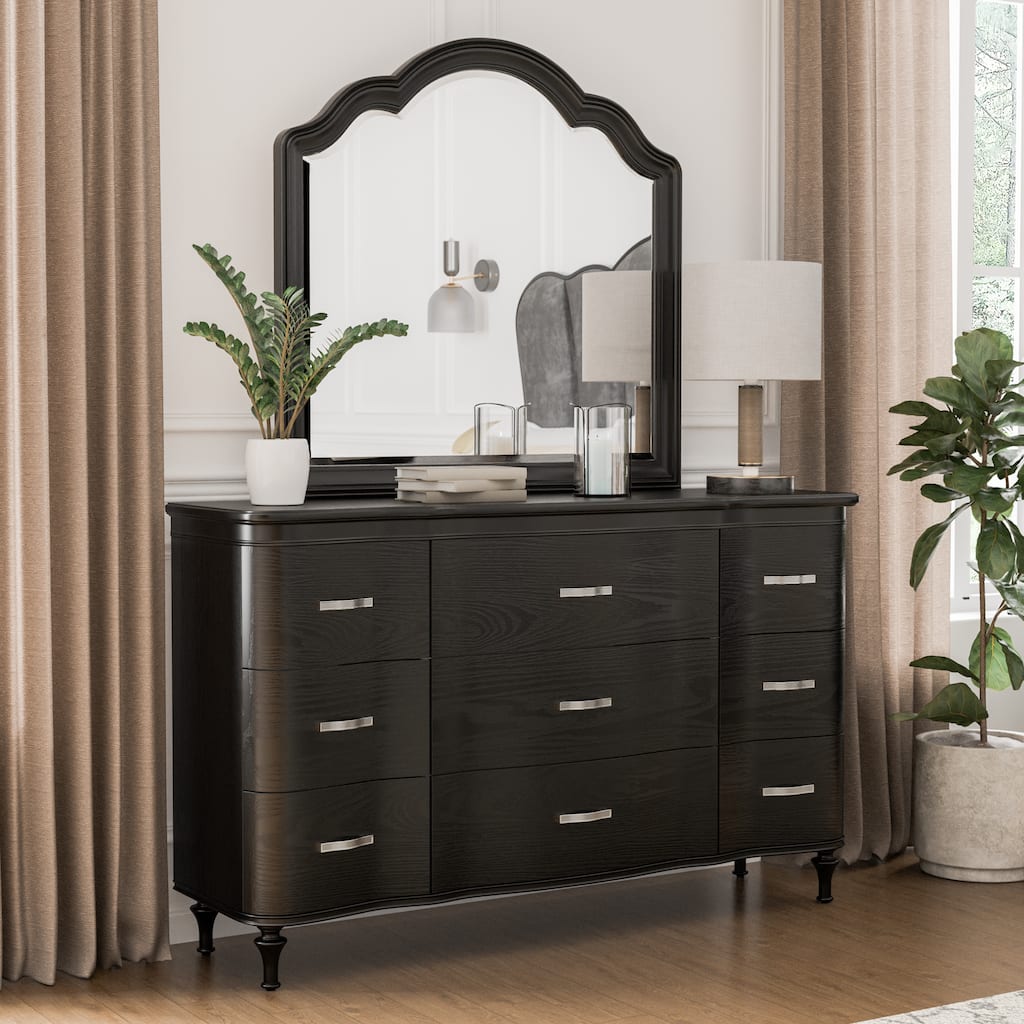 Furniture of America Seabliss Glam Solid Wood 2-piece Dresser and Mirror Set