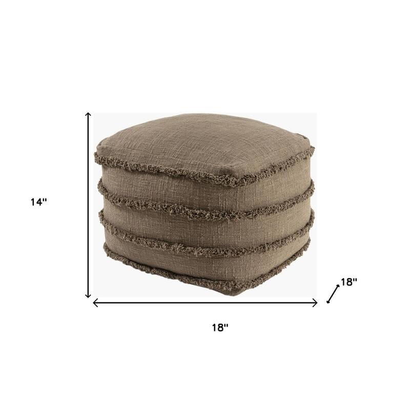 HomeRoots 18" Brown Cotton Striped Pouf Ottoman