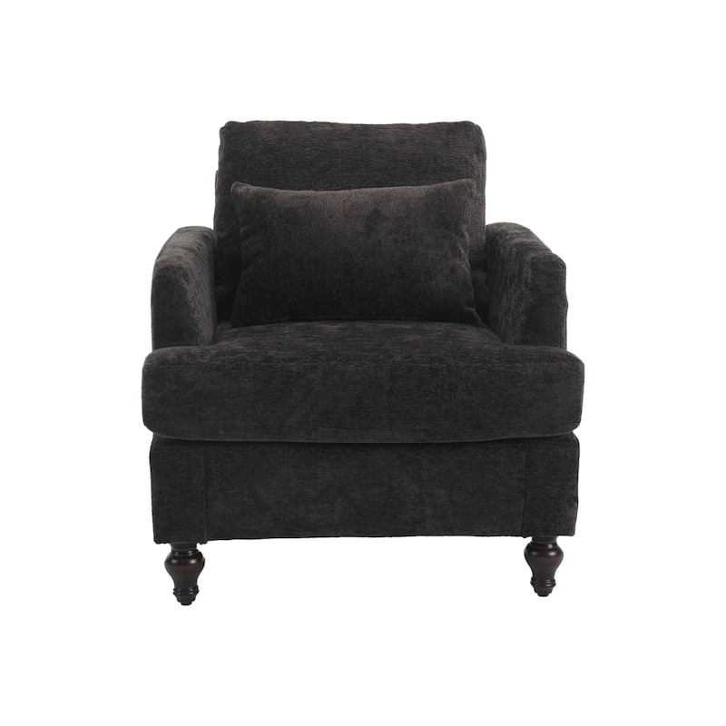 Mid Century Accent Chair with Wood Frame, Modern Upholstered Lounge Reading Chair Armchair, Comfy Single Sofa Chair Club Chair