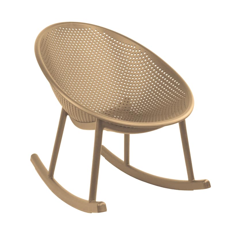 Mid-Century Modern Plastic Rocking Lounge Chair Plastic Legs with Breathable Perforated Egg Shaped Seat for Indoor/Outdoor Use