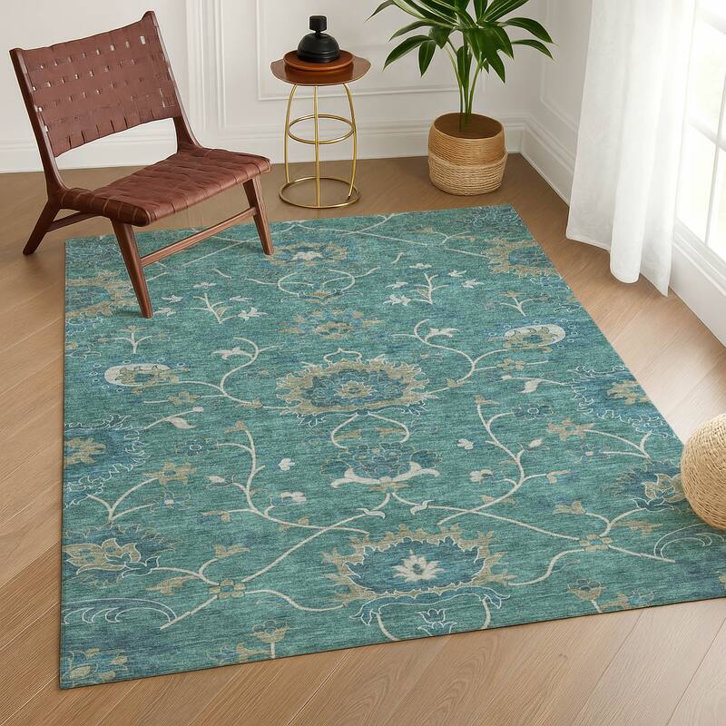 Machine Washable Indoor/ Outdoor Traditional Luna Chantille Rug