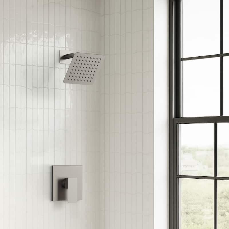 Stainless Steel Rainfall Shower Head, Single-Function Shower Faucet with Pressure-Balanced Valve