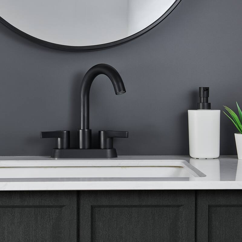Modern 2 Handle 360° Swivel Bathroom Sink Faucet with Pop Up Drain Assembly, Anti Fingerprint, Anti Rust