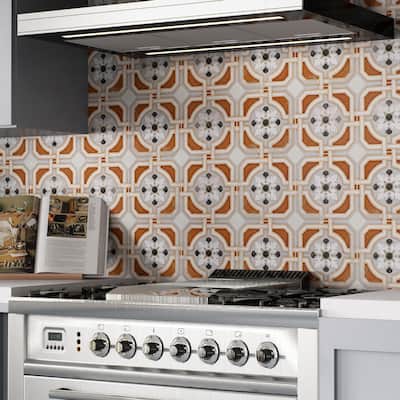 Merola Tile Vaudeville Octagon Deco Zimer with Taco Nacar 7-7/8" x 7-7/8" Porcelain Floor and Wall Tile