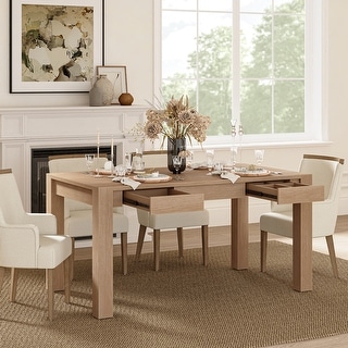 Jacinto 60"W Modern Functional Drawer with Organized Storage Dining Table with Robust Thick Wooden Legs by HULALA HOME