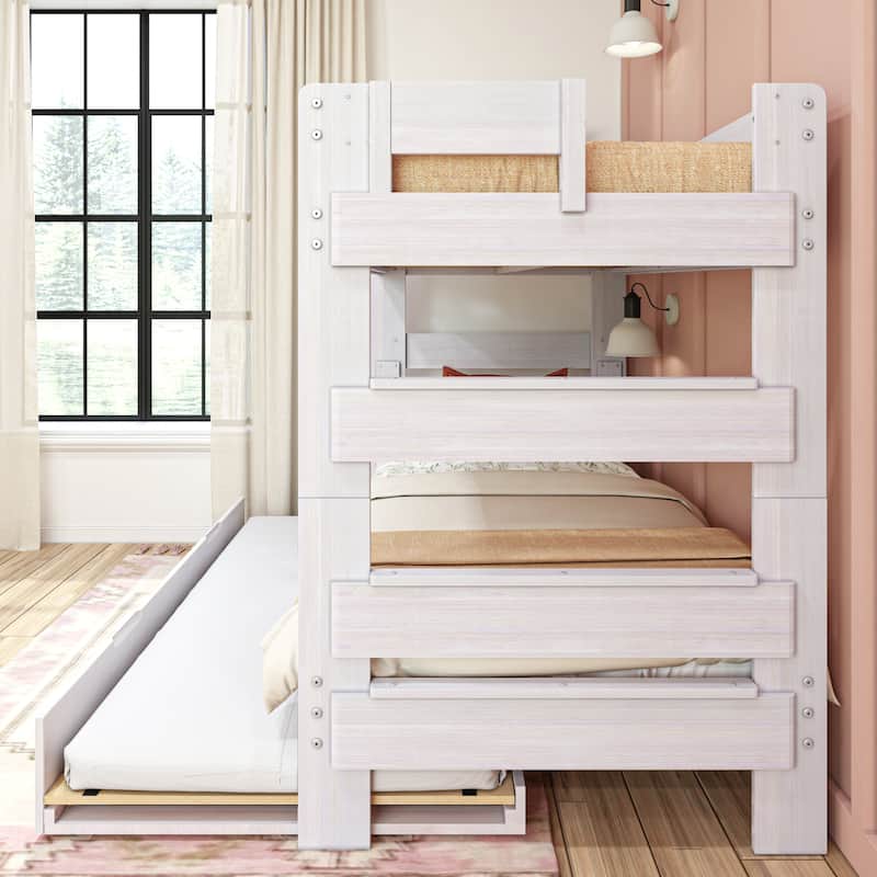 Max and Lily Farmhouse Twin over Twin Bunk Bed with Trundle