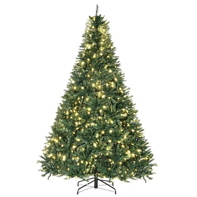 7ft Pre-Lit Artificial Christmas Tree with 700 LED Lights and Metal Base