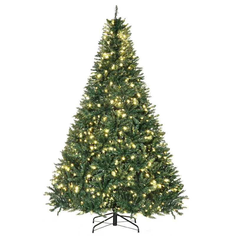 HOMCOM 7 ft. Christmas Tree with Lights, LED Christmas Tree with Stand, Prelit Christmas Tree - 6.89 ft