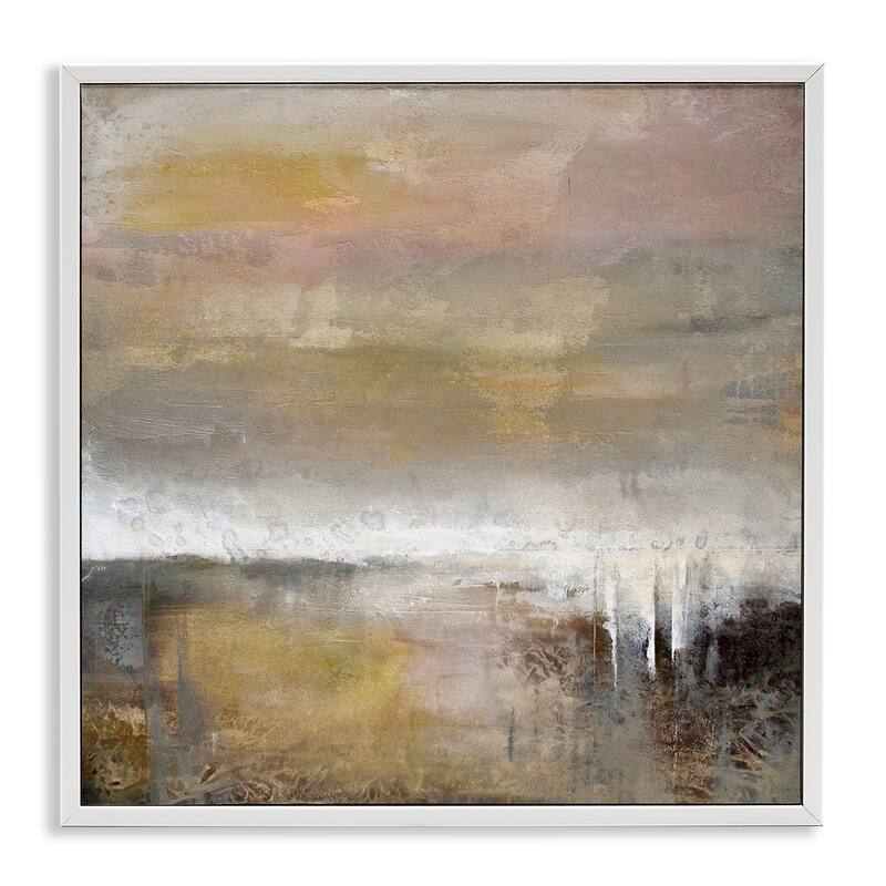 Stupell Neutral Earthy Abstract Landscape Framed Giclee Art Design By Karen Hale - 12 x 12 - White