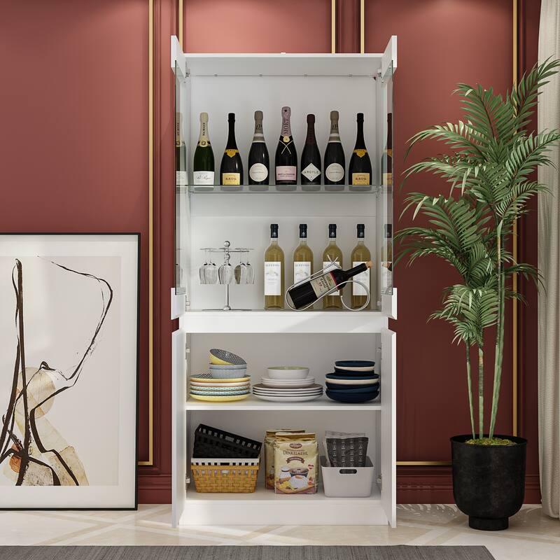 Modular Large display case,Bar Cabinet with glass doors,drawers,lights