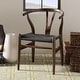 preview thumbnail 7 of 32, Farmhouse Dining Chairs Organic Round Arms Y-back Wood with Woven Black Seats For Kitchen Hotel Restaurants (Set of 2)