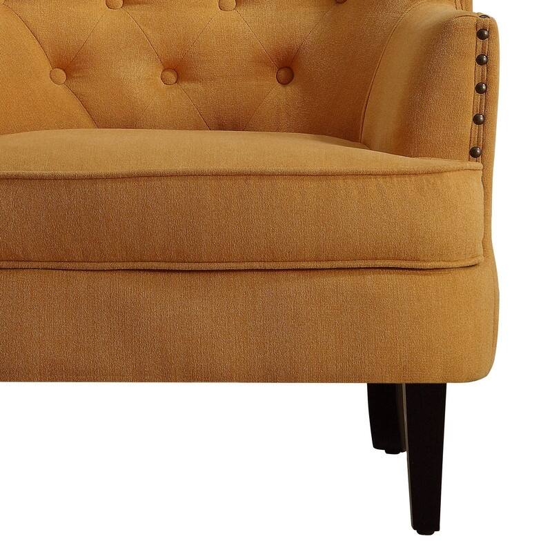 Moser Bay Mignon Velvet / Linen 30'' Wide Tufted Wingback Accent Chair