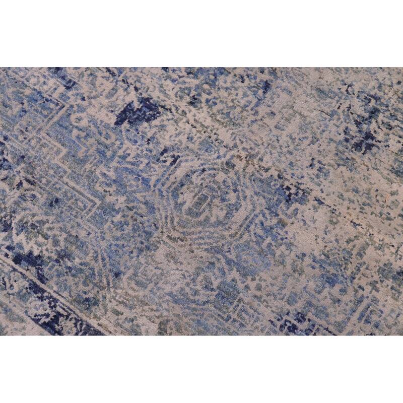 Bohemian Ziegler Terrance Blue Grey Wool&Silk Rug - 8'4'' x 9'9''