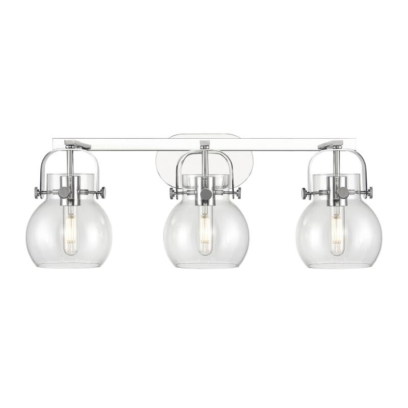 Innovations Lighting 423-3W-10-27 Pilaster II Sphere Vanity Pilaster - Polished Chrome / Clear