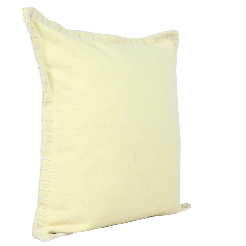 Handwoven Solid Square Throw Pillow Cover with Flanged Border - 20" - Yellow
