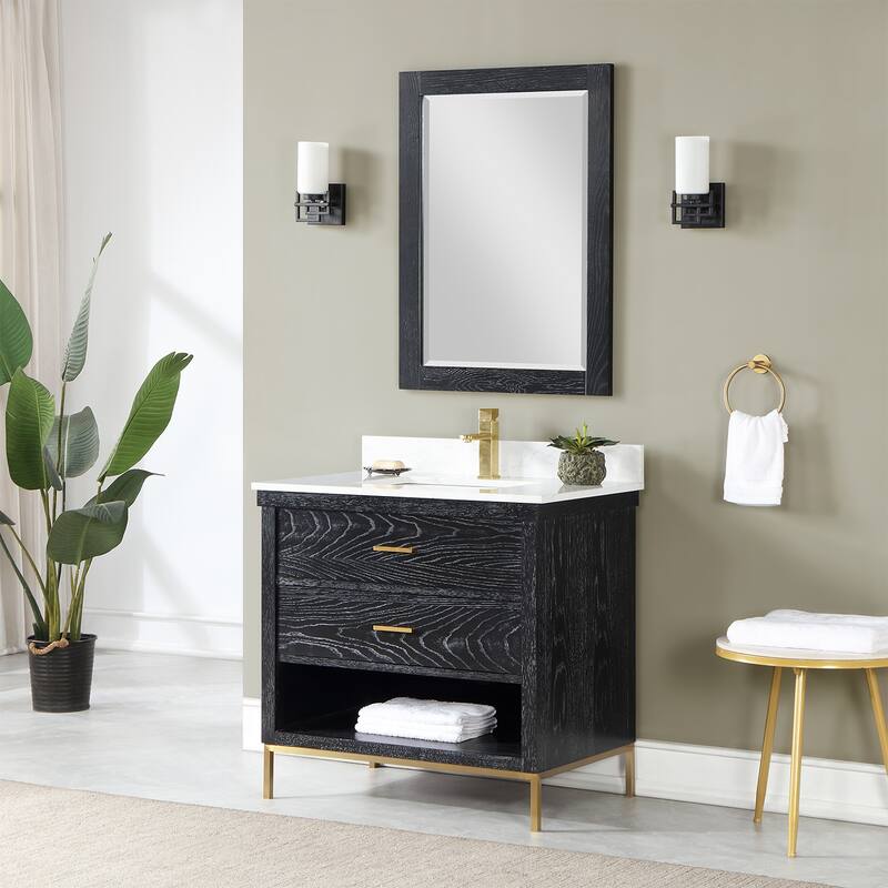 Altair Kesia Bathroom Vanity with Composite Stone Countertop with Mirror