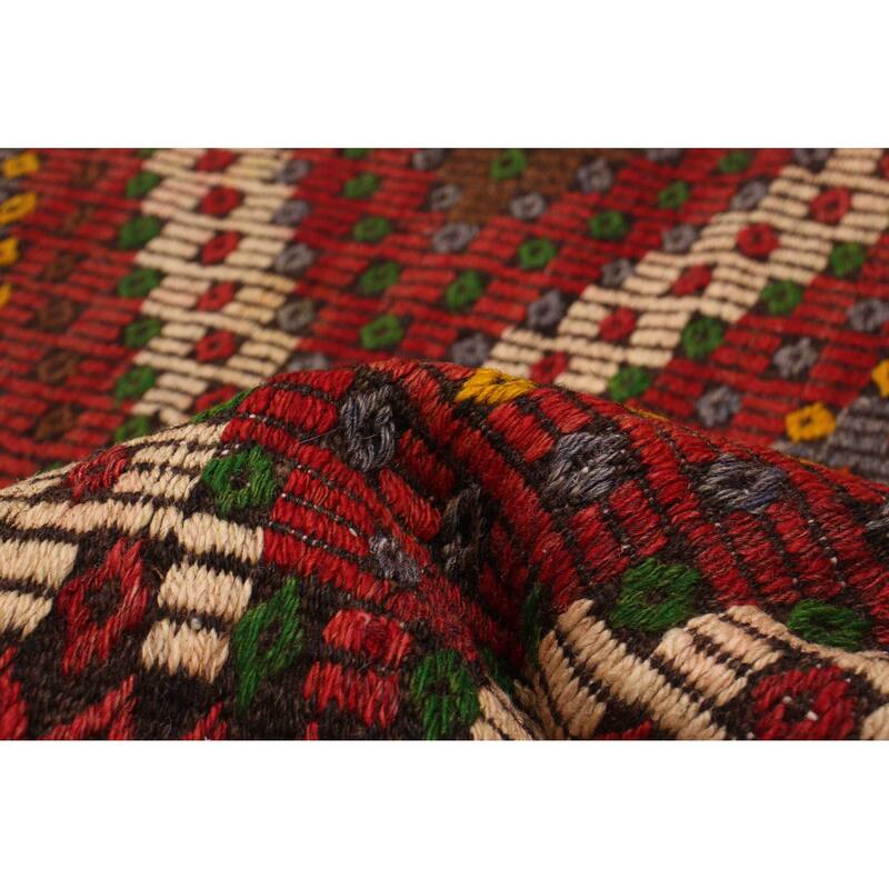 ECARPETGALLERY Flat-Weave Yoruk Red Wool Kilim - 5'11 x 11'1