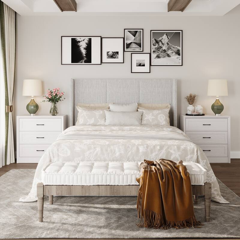 Modern 3-Drawer Wood Dresser for Bedroom, Wide Storage Chest with Metal Handles, Nightstand Cabinet