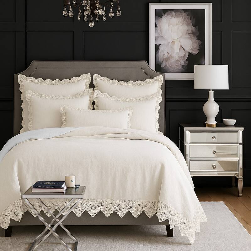 Elsie Lace Ivory 6 Piece Comforter Set
