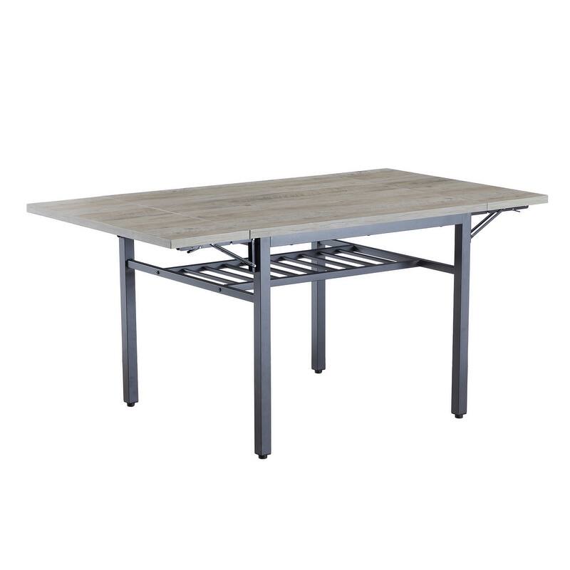 Vintage Industrial Folding Dining Table, Drop Leaf Extendable Rectangular Wood Table for Kitchen, Living Room, Dining Room