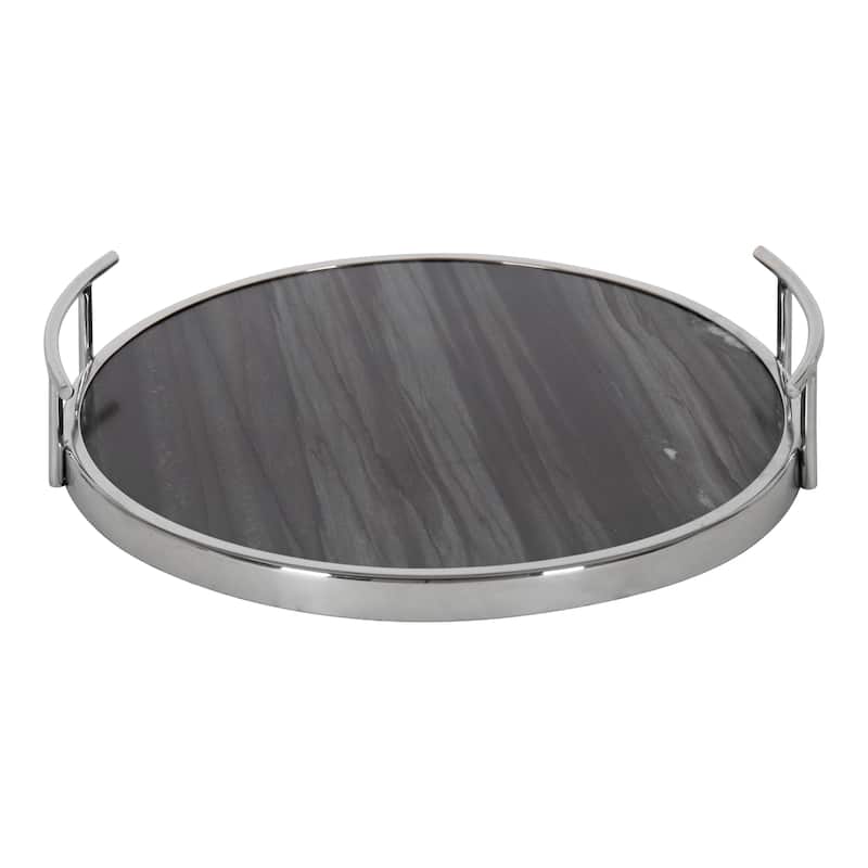 Kate and Laurel Marbury Round Metal Tray
