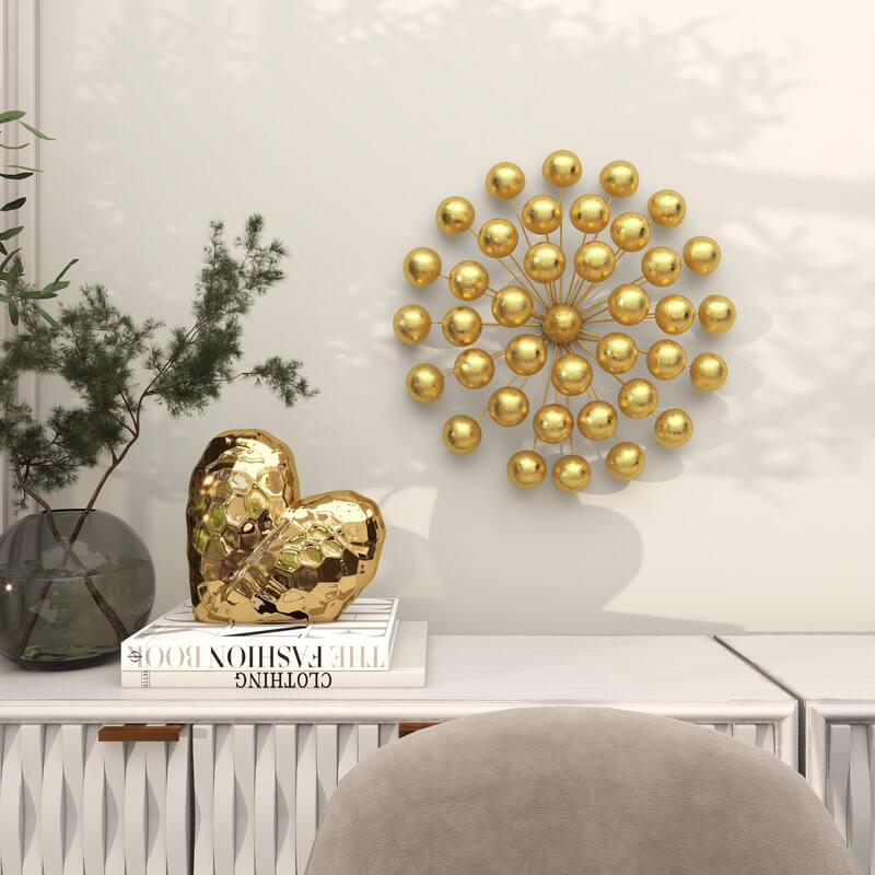 Gold Metal Starburst Home Wall Decor with Orb Detailing