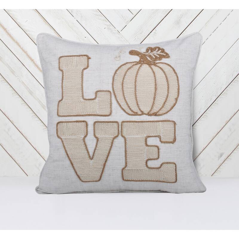 LOVE Pumpkin Embroidered Throw Pillow