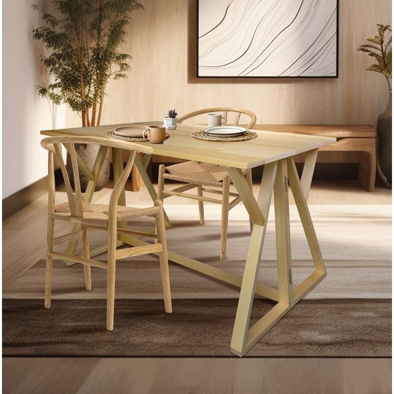 Aztecs Folding Console to Dining Convertible Table with Solid American Basswood