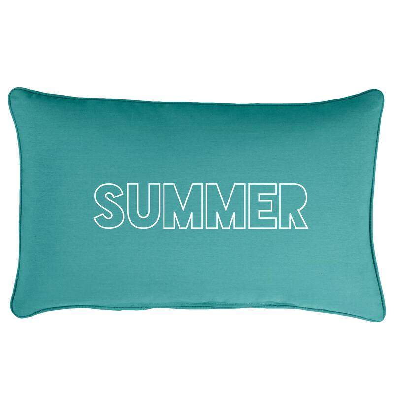 Sunbrella Canvas Embroidered "SUMMER" Indoor/Outdoor 13x20 Corded Pillow (Single) - 13 in L x 20 in W