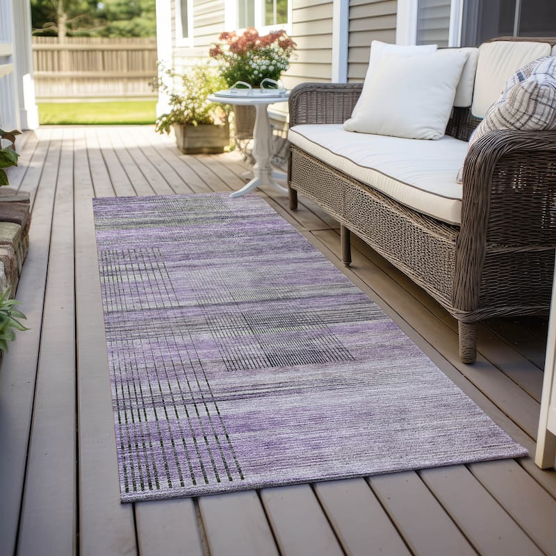 Machine Washable Indoor/ Outdoor Chantille Contemporary Imprints Rug - Purple - 2'3" x 7'6"