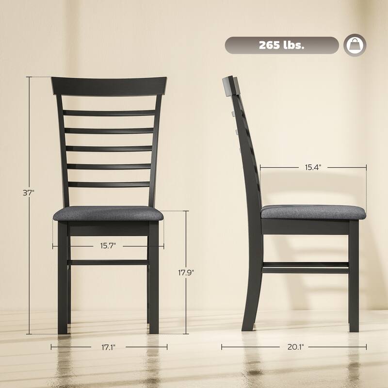 HOMCOM Wooden Dining Chairs Set of 2, Farmhouse Upholstered Kitchen Chairs with Rubber Wood Frame for Living Room, Dining Room