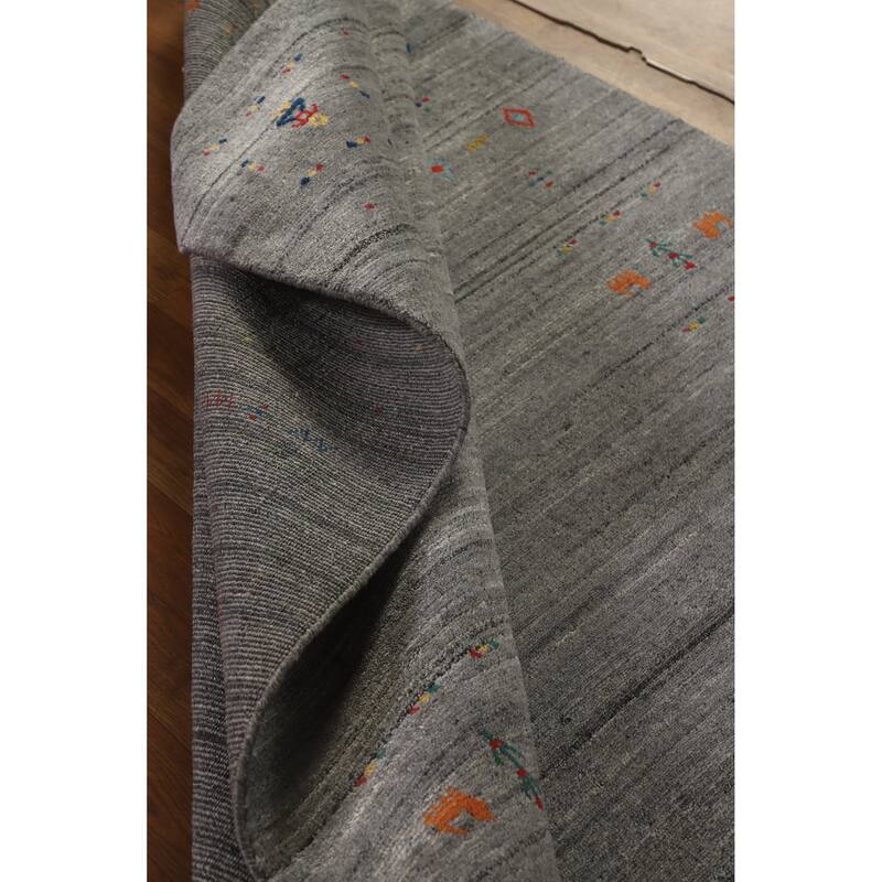 Hand Knotted Oriental 100% Wool Carpet Tribal Tribal Greys & Charcoal Gabbeh Area Rug - 8' 1'' X 5' 0''