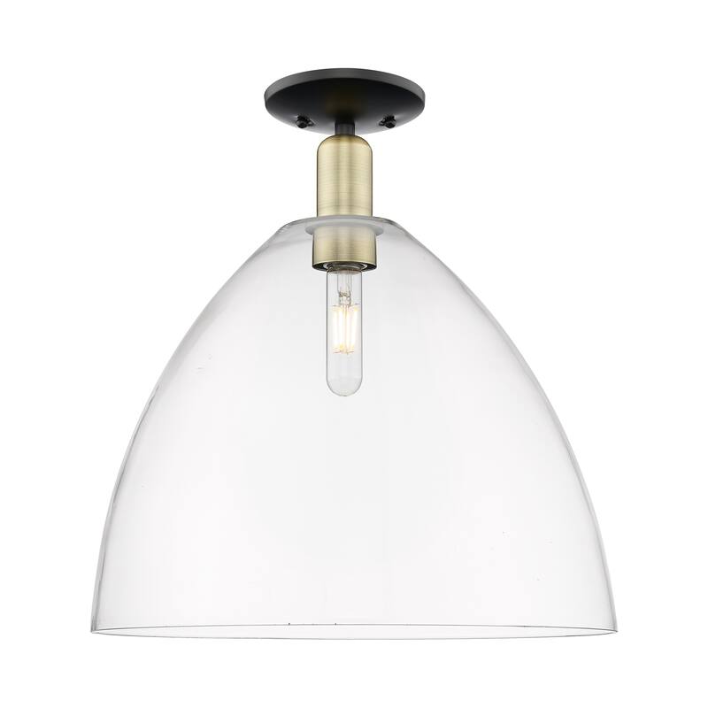 Innovations Lighting Endless Possibilities Arcadia - Bristol - 1 Light 16" Semi-Flush Mount - Clear/Black Antique Brass