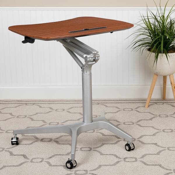 Mobile Sit Down Stand Up Ergonomic Computer Desk Standing Desk Overstock 12328735