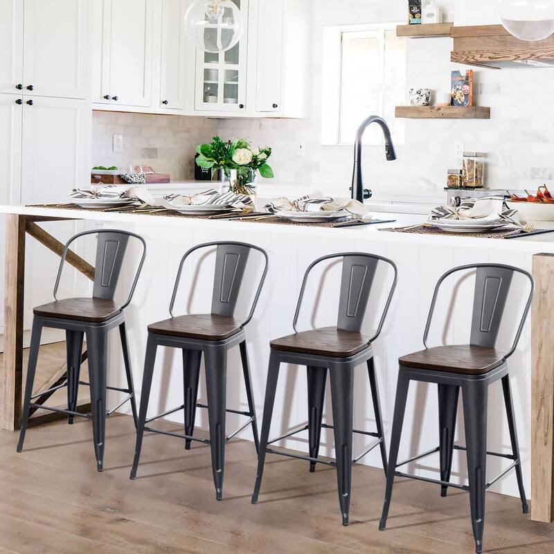 Andeworld farmhouse bar stools ,counter height bar stools set of 4