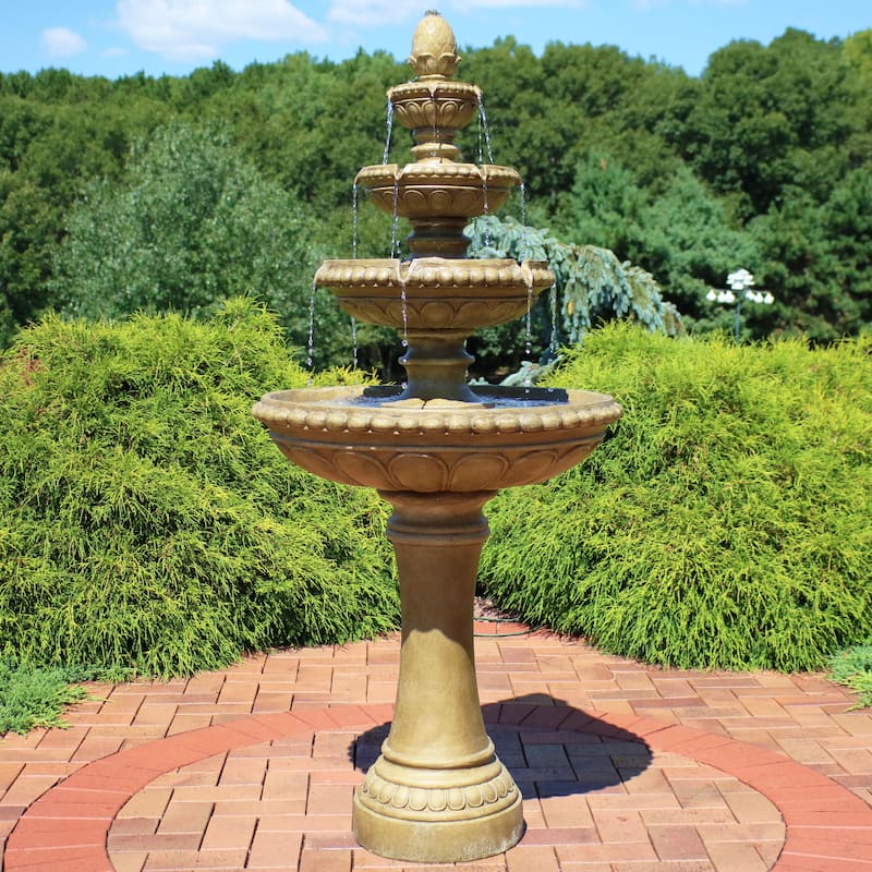 Large Outdoor Patio Electric Eggshell 4-Tier Water Fountain Feature - 65-Inch - 65"